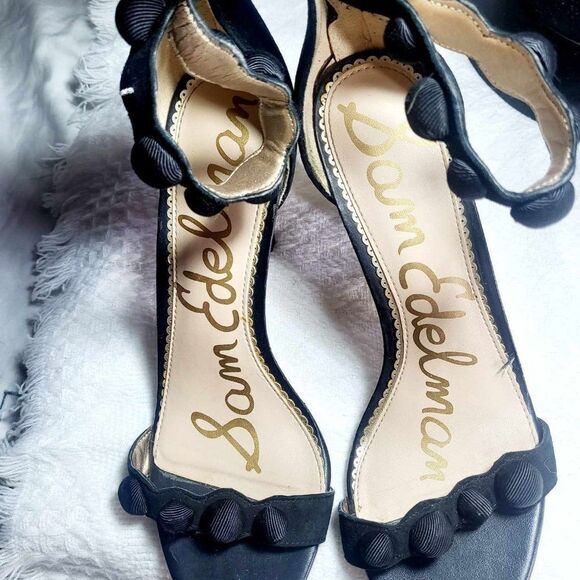 SAM EDELMAN Heel sandal Size 8.5 Color Black lightly used. - Picture 1 of 7